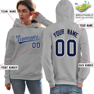 Custom Gray Light Blue-Navy Classic Style Personalized Sport Pullover Hoodie