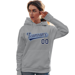 Custom Gray Light Blue-Navy Classic Style Personalized Sport Pullover Hoodie