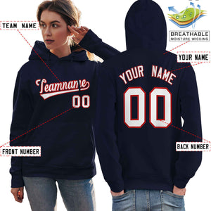 Custom Navy Red-White Classic Style Personalized Sport Pullover Hoodie