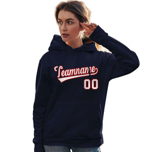 Custom Navy Red-White Classic Style Personalized Sport Pullover Hoodie