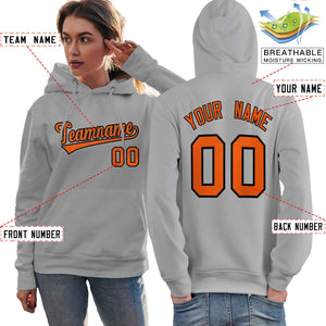 Custom Gray Orange-Black Classic Style Personalized Sport Pullover Hoodie