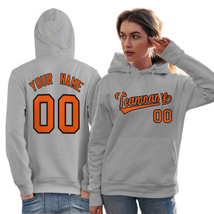 Custom Gray Orange-Black Classic Style Personalized Sport Pullover Hoodie