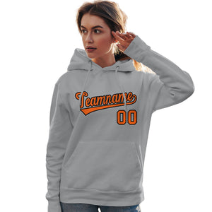 Custom Gray Orange-Black Classic Style Personalized Sport Pullover Hoodie