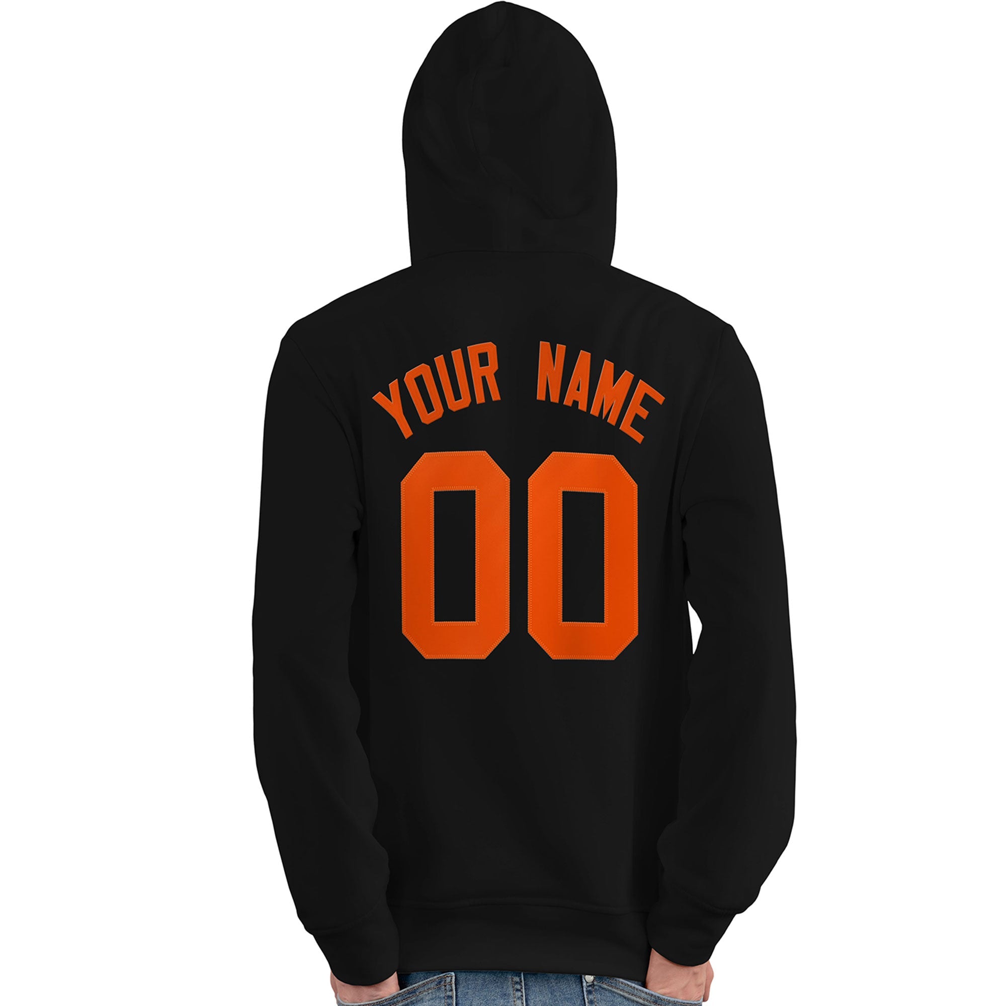 Custom Black Orange Classic Style Personalized Sport Pullover Hoodie