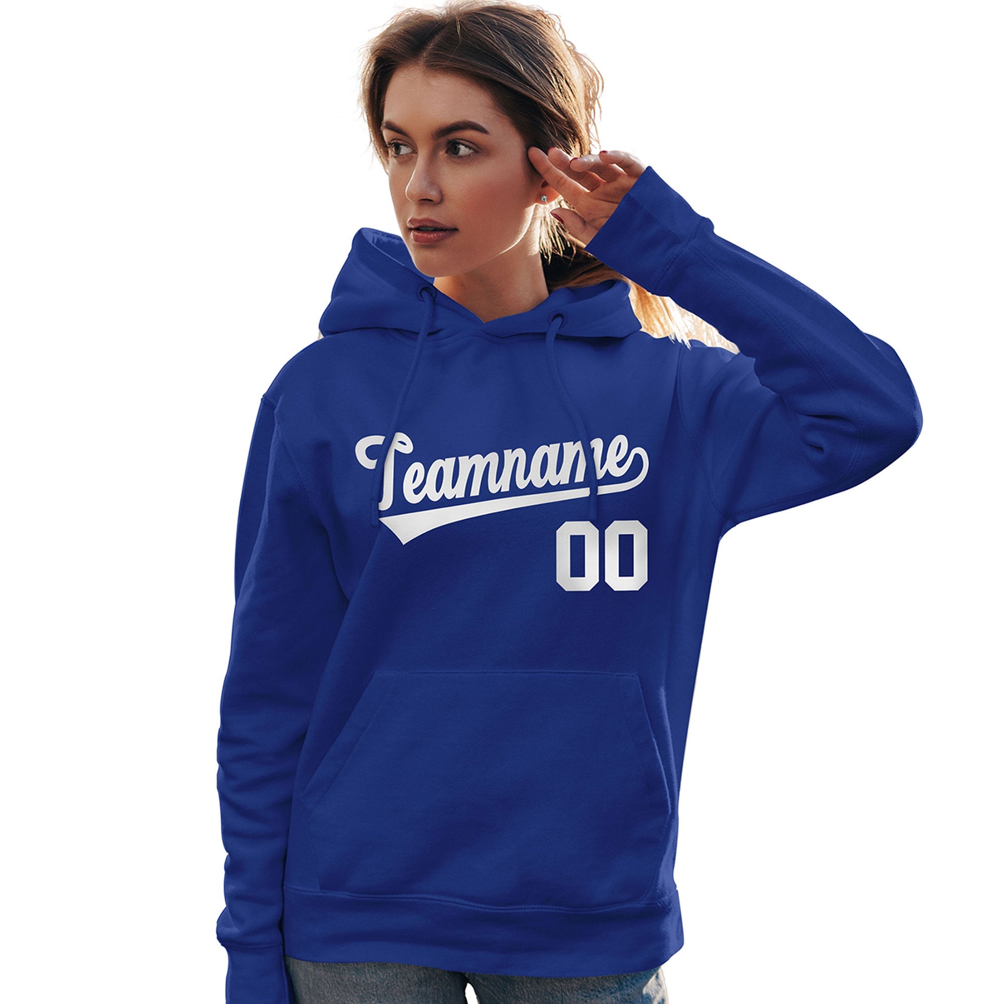 Custom Royal White Classic Style Personalized Sport Pullover Hoodie