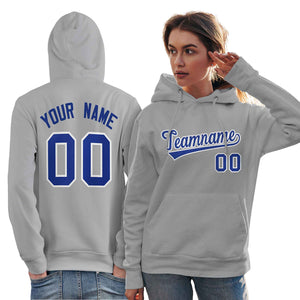 Custom Gray Royal-White Classic Style Personalized Sport Pullover Hoodie