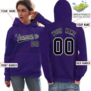 Custom Purple Black-White Classic Style Personalized Sport Pullover Hoodie