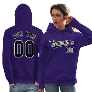 Custom Purple Black-White Classic Style Personalized Sport Pullover Hoodie