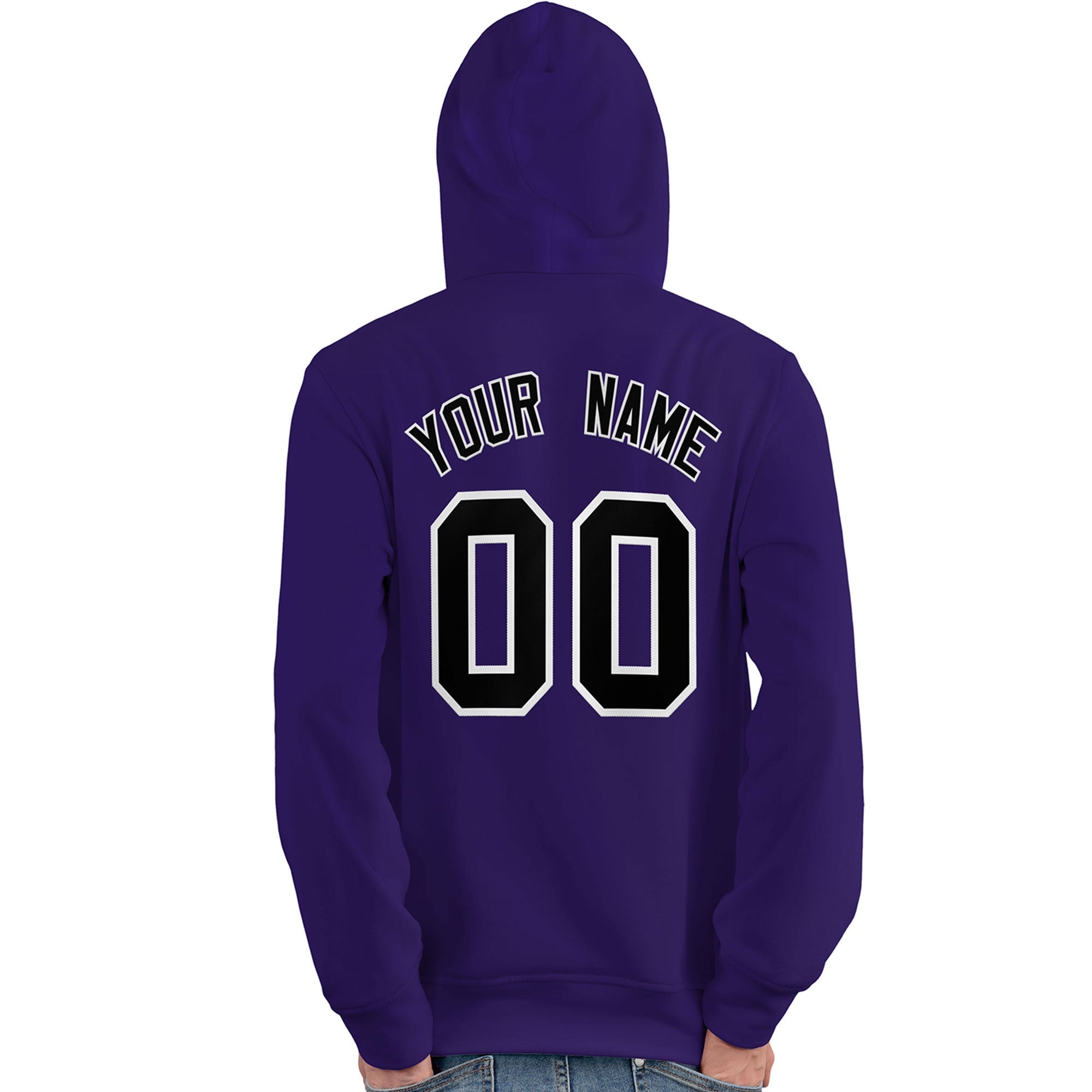 Custom Purple Black-White Classic Style Personalized Sport Pullover Hoodie