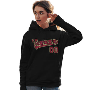 Custom Black Old Gold-Cardinal Classic Style Personalized Sport Pullover Hoodie