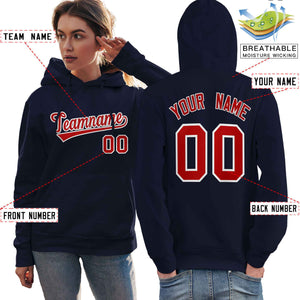 Custom Navy Red-White Classic Style Personalized Sport Pullover Hoodie