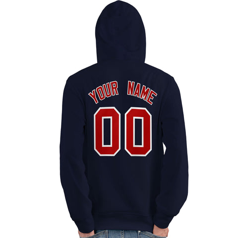Custom Navy Red-White Classic Style Personalized Sport Pullover Hoodie
