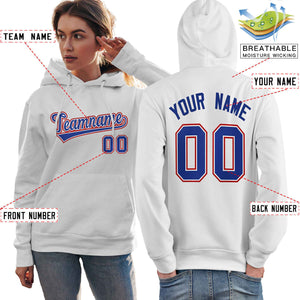 Custom White Royal-Red Classic Style Personalized Sport Pullover Hoodie