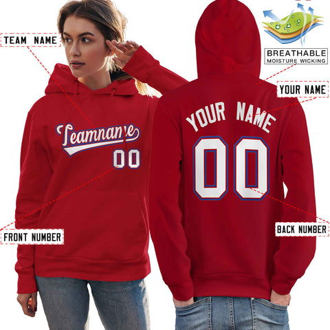 Custom Red White-Royal Classic Style Personalized Sport Pullover Hoodie