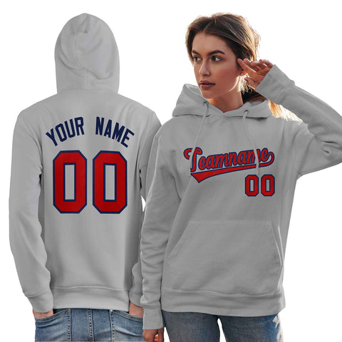 Custom Gray Red-Royal Classic Style Personalized Sport Pullover Hoodie