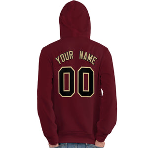 Custom Cardinal Black-Old Gold Classic Style Personalized Sport Pullover Hoodie