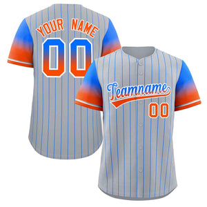 Custom Gray Royal Orange-White Stripe Font Gradient Fashion Authentic Baseball Jersey