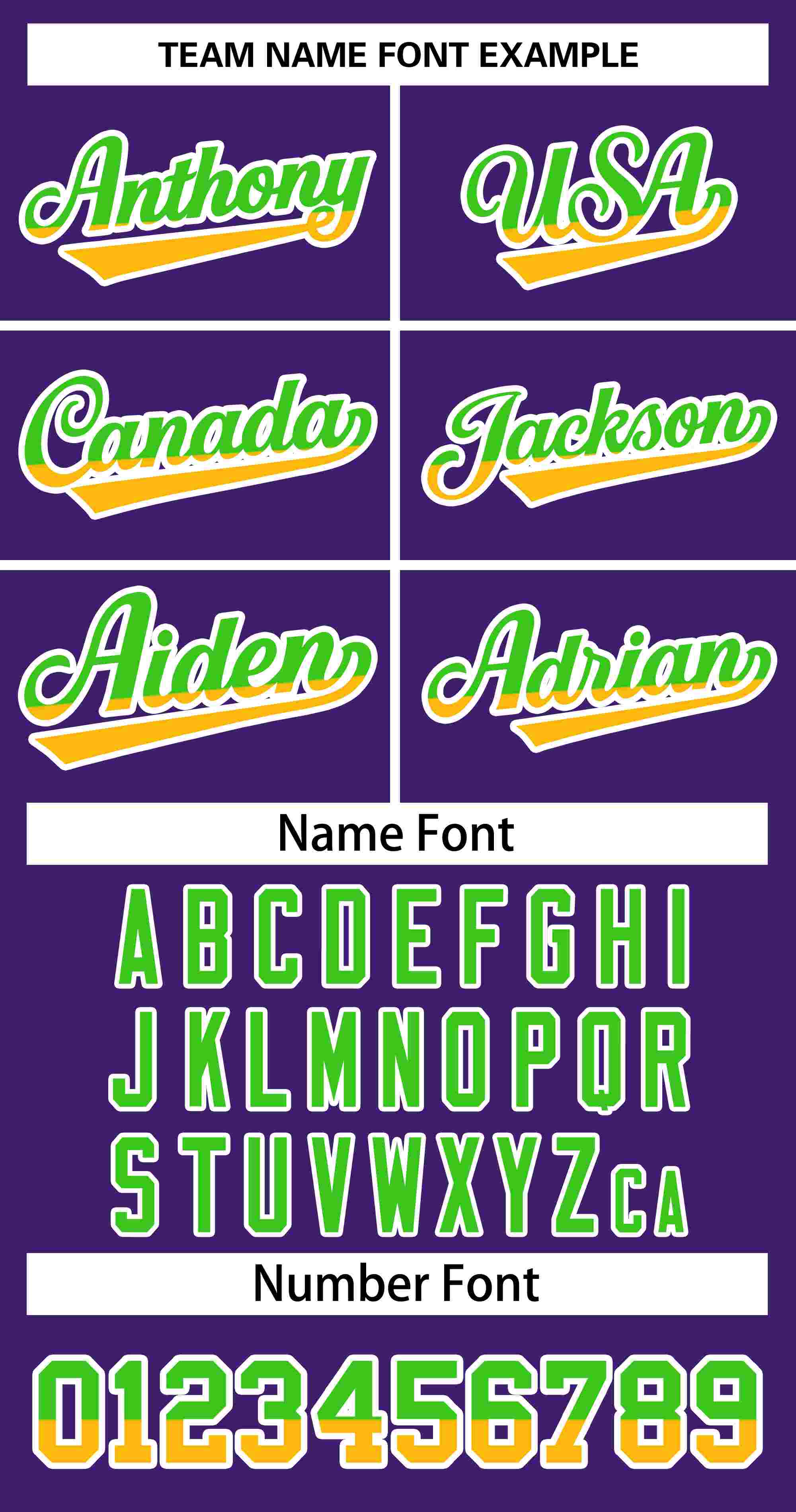 Custom Purple Neon Green Gold-White Stripe Font Gradient Fashion Authentic Baseball Jersey