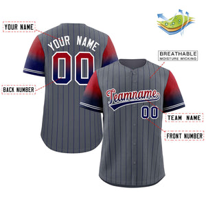 Custom Dark Gray Red Navy-White Stripe Font Gradient Fashion Authentic Baseball Jersey