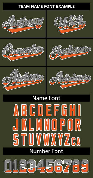 Custom Olive Gray Orange-Olive Stripe Font Gradient Fashion Authentic Baseball Jersey