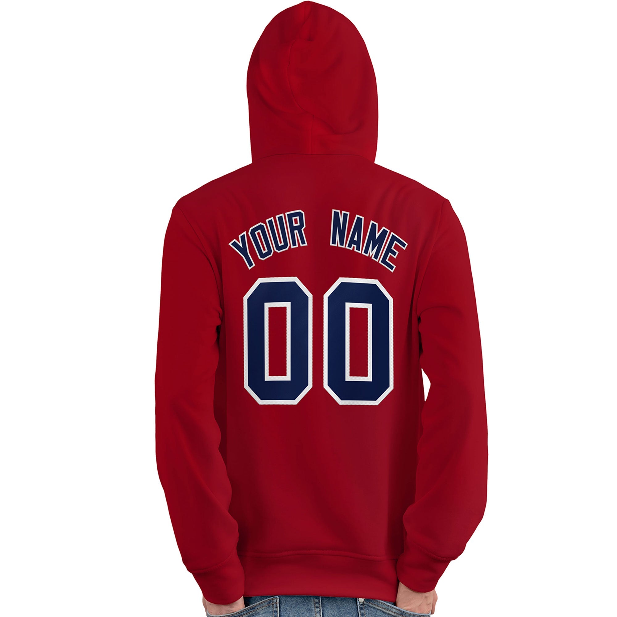 Custom Red Navy-White Classic Style Personalized Sport Pullover Hoodie