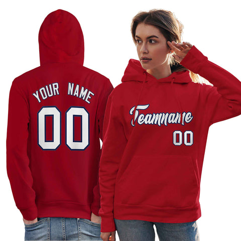 Custom Red Navy-White Classic Style Personalized Sport Pullover Hoodie