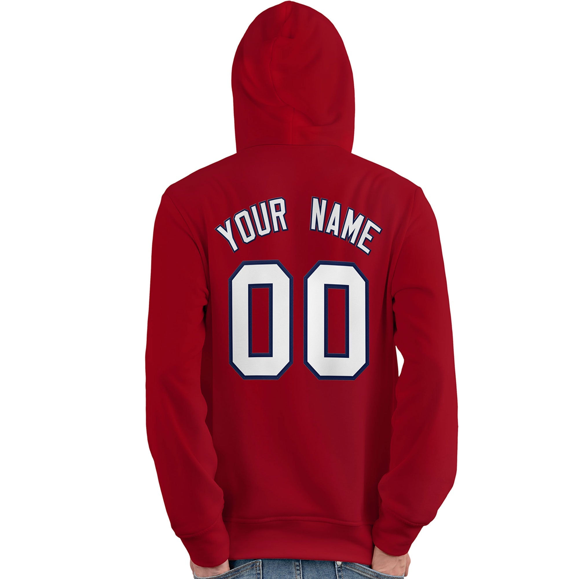 Custom Red Navy-White Classic Style Personalized Sport Pullover Hoodie