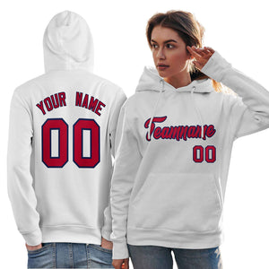 Custom White Red-Navy Classic Style Personalized Sport Pullover Hoodie