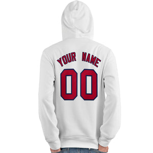 Custom White Red-Navy Classic Style Personalized Sport Pullover Hoodie