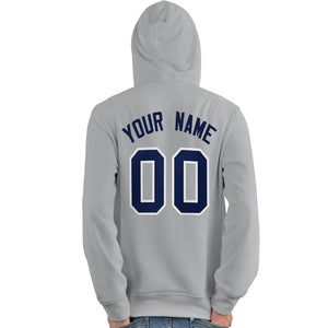 Custom Gray Light Blue-Navy Classic Style Personalized Sport Pullover Hoodie