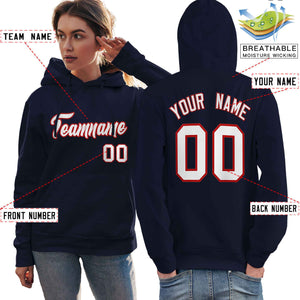 Custom Navy Red-White Classic Style Personalized Sport Pullover Hoodie