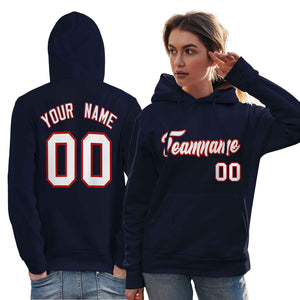 Custom Navy Red-White Classic Style Personalized Sport Pullover Hoodie