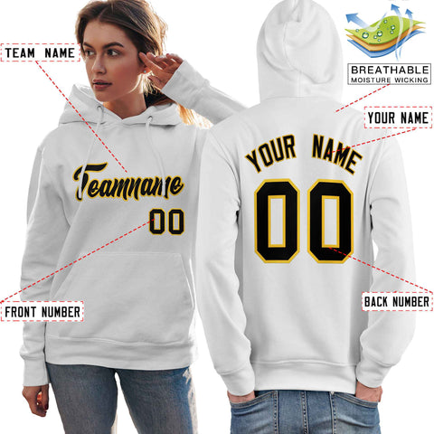 Custom White Gold-Black Classic Style Personalized Sport Pullover Hoodie