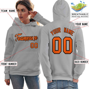 Custom Gray Orange-Black Classic Style Personalized Sport Pullover Hoodie