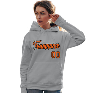 Custom Gray Orange-Black Classic Style Personalized Sport Pullover Hoodie