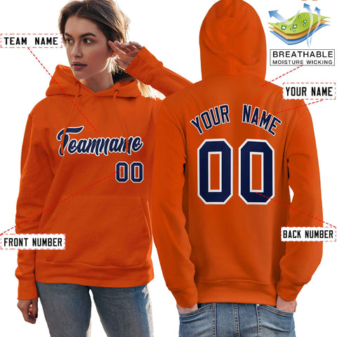 Custom Orange Royal-White Classic Style Personalized Sport Pullover Hoodie