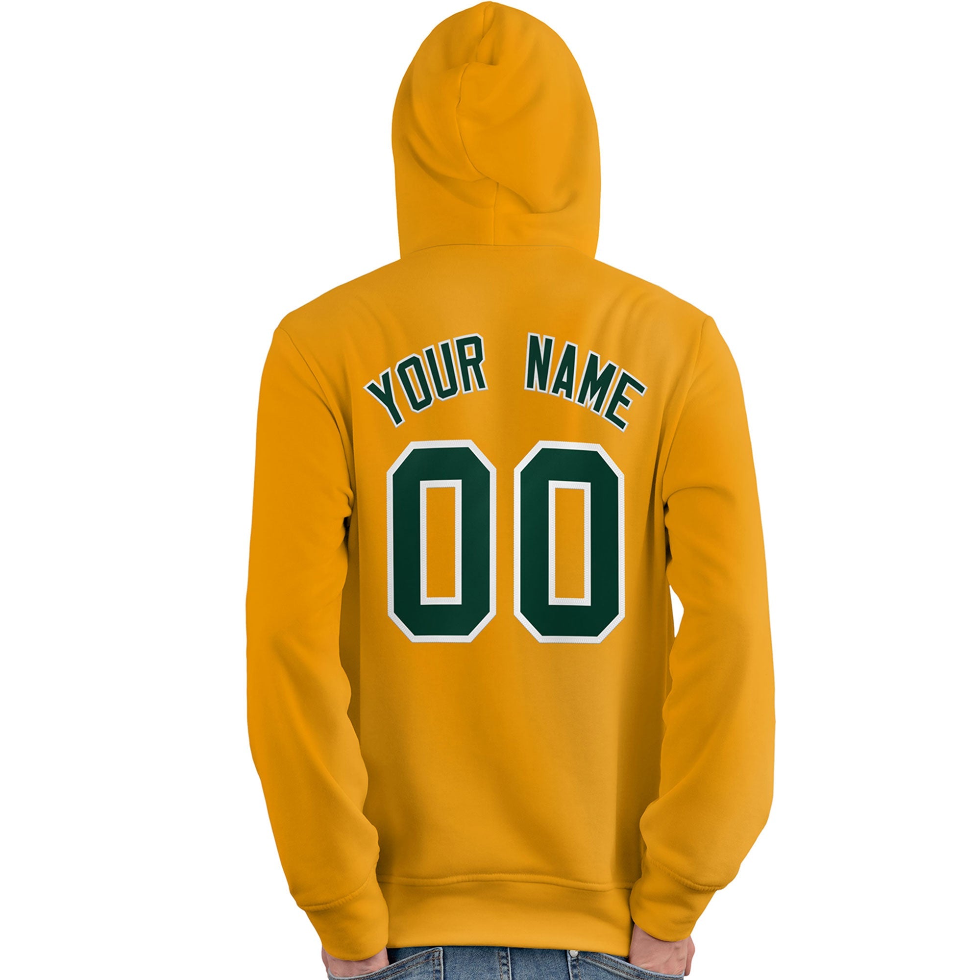 Custom Gold Kelly Green-White Classic Style Personalized Sport Pullover Hoodie