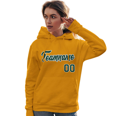 Custom Gold Kelly Green-White Classic Style Personalized Sport Pullover Hoodie