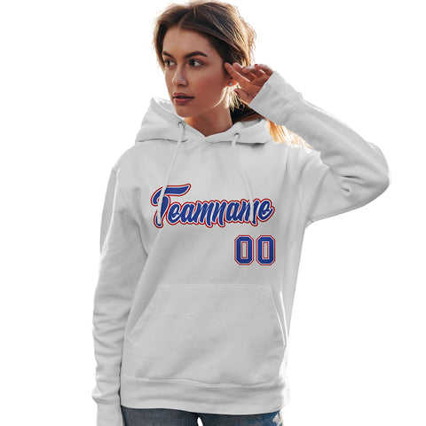 Custom White Royal-Red Classic Style Personalized Sport Pullover Hoodie