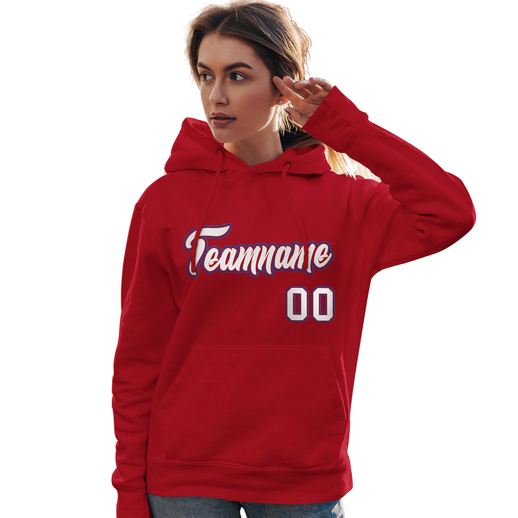 Custom Red White-Royal Classic Style Personalized Sport Pullover Hoodie