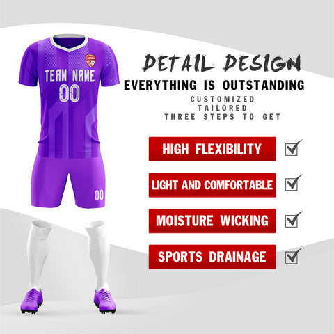 Custom Purple White Soft Training Uniform Soccer Sets Jersey