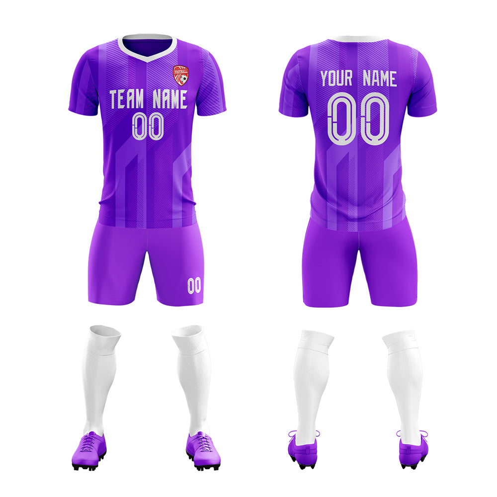 Custom Purple White Soft Training Uniform Soccer Sets Jersey