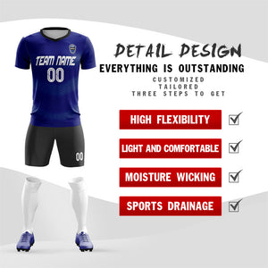 Custom Navy Black Soft Training Uniform Soccer Sets Jersey