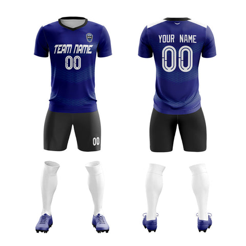 Custom Navy Black Soft Training Uniform Soccer Sets Jersey