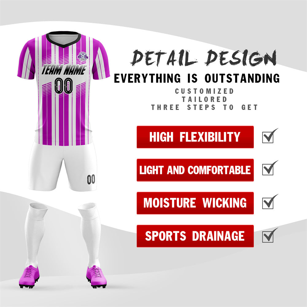 Custom Purple White Soft Training Uniform Soccer Sets Jersey