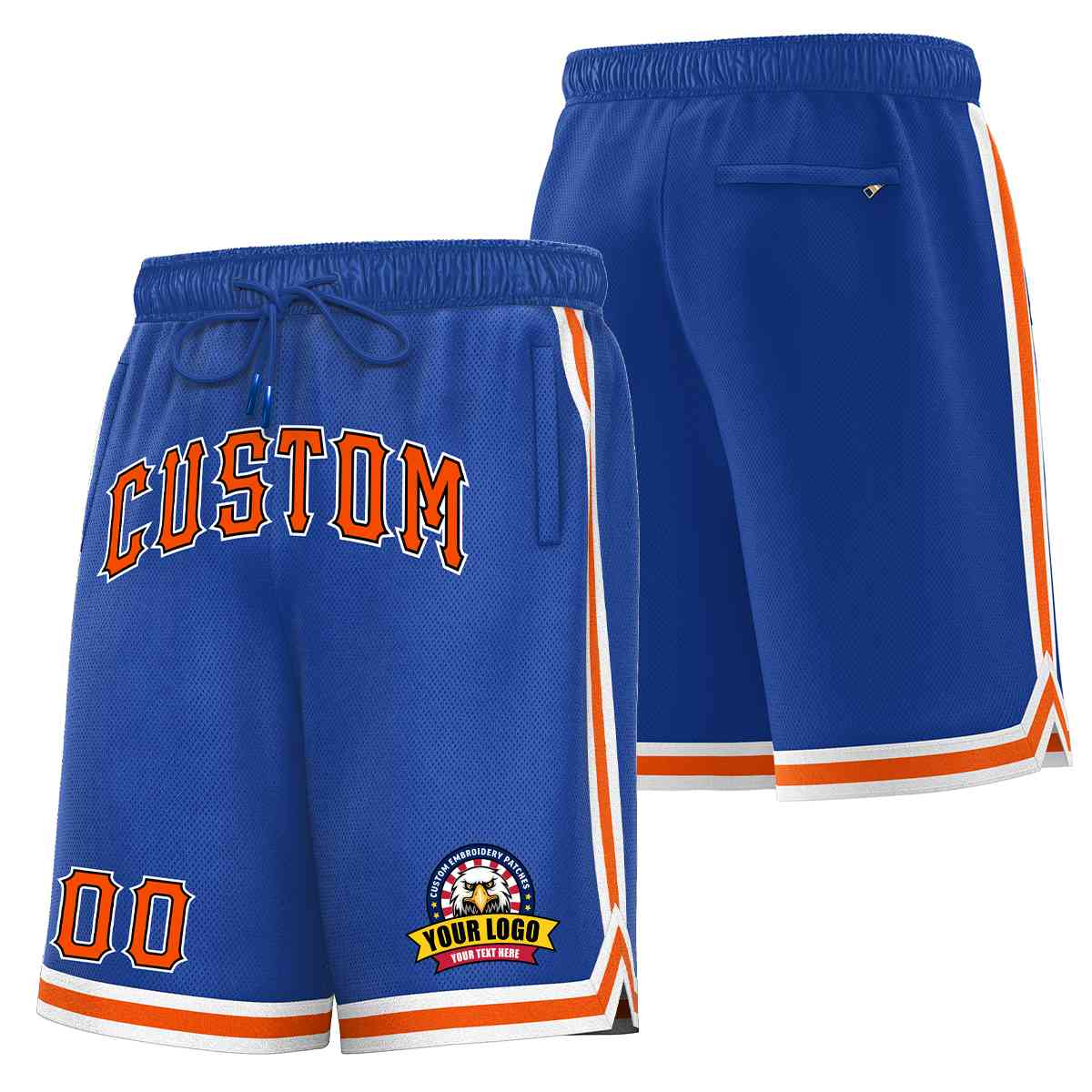 Custom Royal Orange-White Classic Style Basketball Mesh Shorts