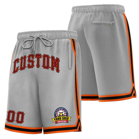 Custom Gray Crimson-Black Classic Style Basketball Mesh Shorts