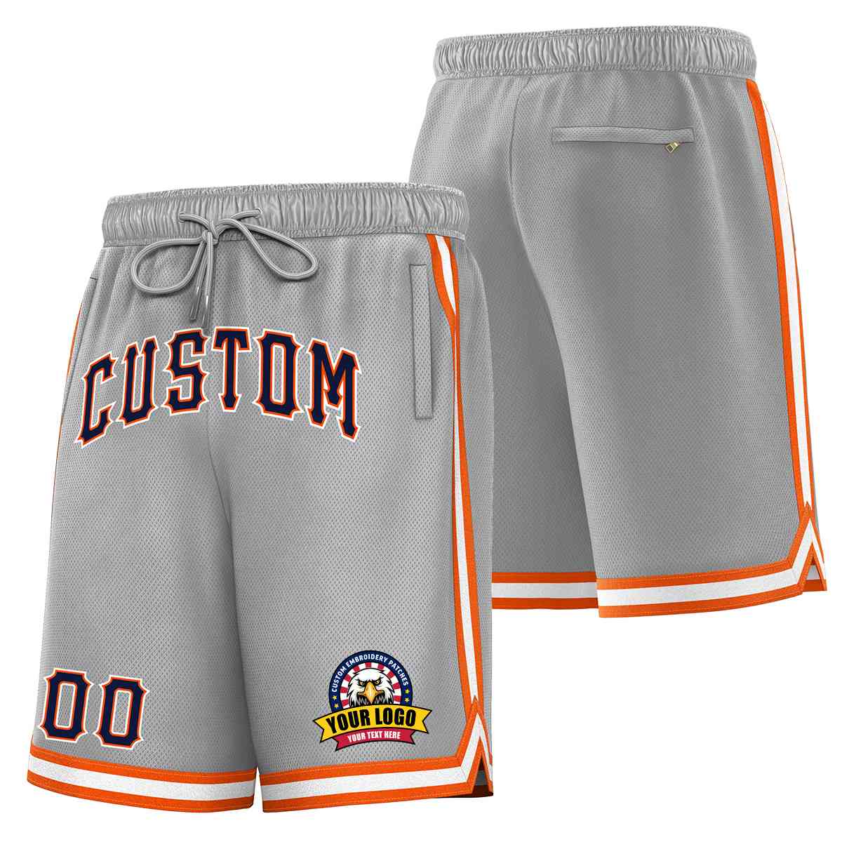 Custom Gray Navy-White Classic Style Basketball Mesh Shorts