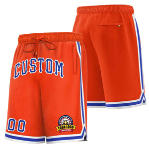 Short en maille de basket-ball de style classique orange royal-blanc personnalisé