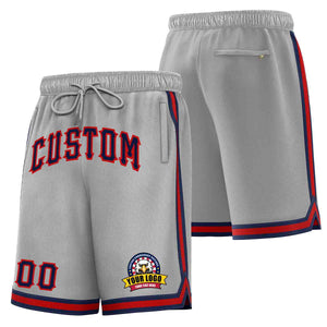 Custom Gray Navy-Red Classic Style Basketball Mesh Shorts